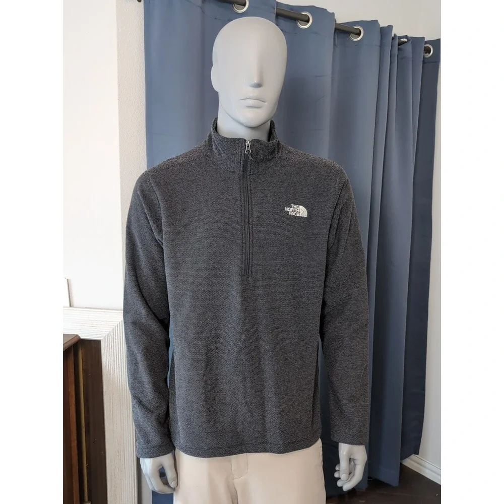 The North Face Textured Cap Rock 1/4 Zip‎ Pullover Mens Large Gray Fleece
